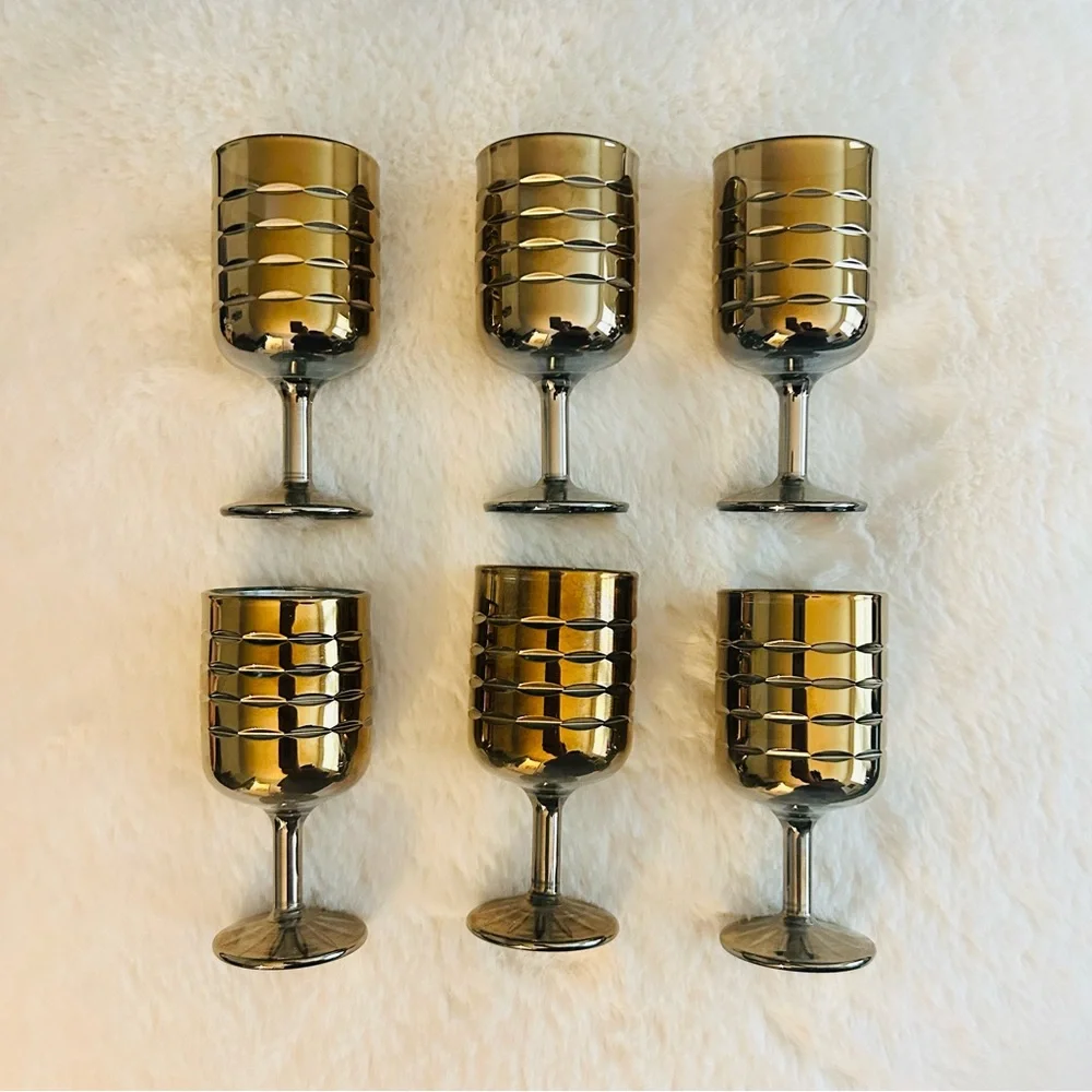 Vintage Gold Glass Shot Glasses Cordial metallic set of 6